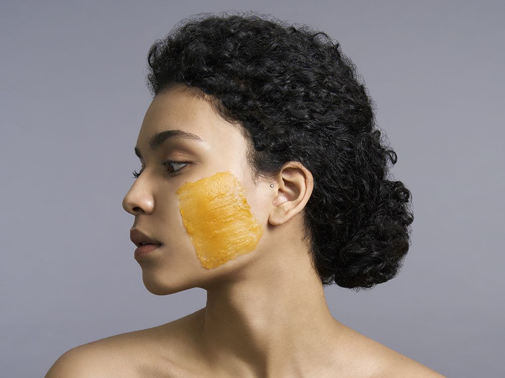 woman with a face mask applied